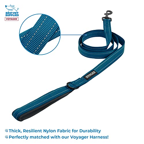 Image of Voyager Step-in Air All Weather Mesh Harness and Reflective 5 ft Dog Leash with Neoprene Handle for Small, Medium and Large Breed Puppies by Best Pet Supplies - Blue Base, S
