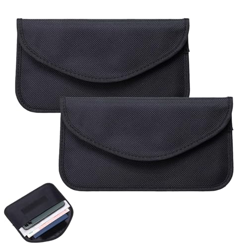 Titwaye 2 PCS Faraday Bags for Phones, Anti Theft Faraday Key Fob Protector, Anti-tracking Signal Blocking Bag, Universal Cell Phone Signal Blocker for Key, Phone (Black)