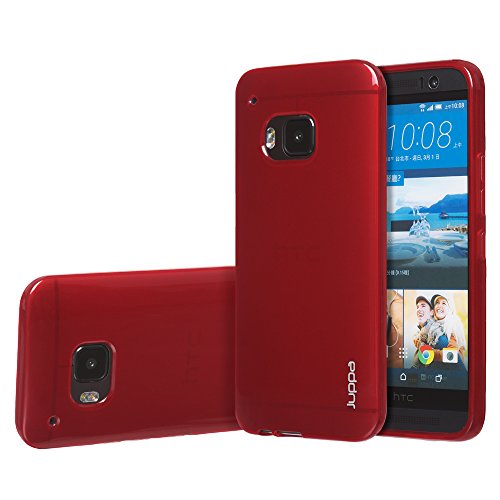 Juppa® HTC One M9 5,0 Zoll 2015 Smartphone TPU Silikon Tasche Hülle Schutzhülle mit LCD displayschutzfolie & Mikro-Reinigungstuch - Rot / Red