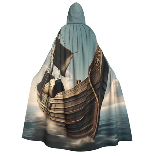 Cape d'Halloween imprimé bateau viking costume adulte vampire magicien et chevalier