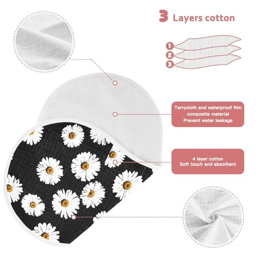 J JOYSAY Flower Daisy Dark Baby Burp Cloths for Boys Girls Large 22''x11'' Cotton 4 Layer Fabric Drool Cloths for Babies one sizex13