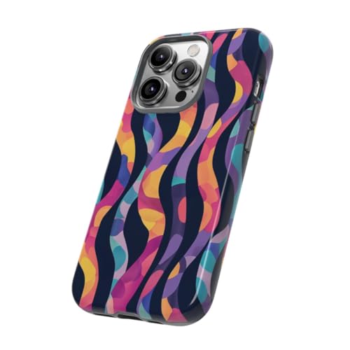 Coque iPhone 14 Pro motif abstrait ondulé multicolore - Protection rigide brillante