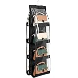 AYWVRBST Handbag Purse Organizer, 8 Pockets, Dust Proof Purse Organizer Closet, Wardrobe Closet Organizer, Washable Handbag Organizer for Handbags Purse (Black, 8)