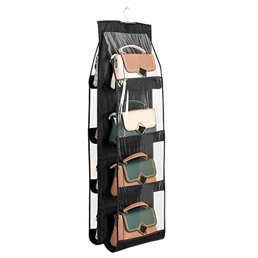 ZB.soar Handbag Purse Organizer, Enlarged 8 Pockets Upgrade Dust Proof Purse Organizer Closet,Washable Wardrobe Closet Organizer for Handbags Purse(Black)