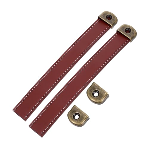 Veemoon 2 Piezas Tiradores Vintage de PU para Maletas y Muebles Manijas Ergonómicas de Marrón para Armarios y Baúles de Montaje Superficial Fácil