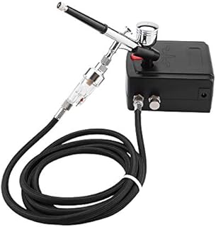 Airbrush Kit Compressor Air Brush Kit Mini Art Painting Gun Sprayer Beauty Art Paint Gun Complete Air Compressor Kit for Cake Making Craft Projects Tattoo Model Car Bodies Plastic Kits Black(US)