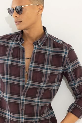 Image of SNITCH Brown Checks Cotton Shirt
