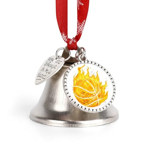 Fire Basketball Ball Flaming Funny Christmas Bell Ornament Cute Xmas Tree Hanging Pendant Decoration for Holidays Party