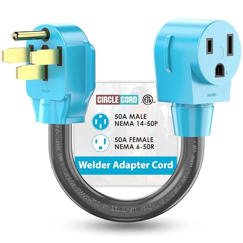 CircleCord Welder Adapter Cord NEMA 14-50P Male to 6-50R Female 50 Amp Welder Power Adapter Plug Heavy Duty STW 8 AWG 50 Amp 250V 12500 Watt