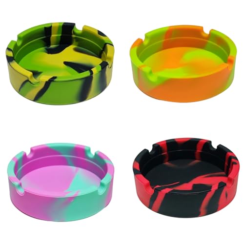4 Pcs Portable Ashtray Set, Ash Trays Outdoors Washable Round Ash Tray Set Cool Utility Ashtray For Home, Office, Outdoor, Restaurant, Indoor And More