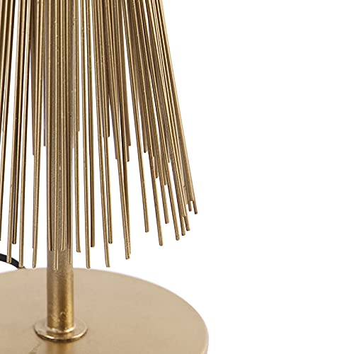 Qazqa Landhaus Tischlampe – Gold/Messing Mit Blauem Veloursschirm, Dimmbar, E27