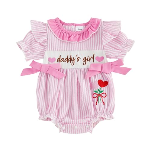 citgeett My First Fathers Day Baby Girl Outfit Daddys Girl Short Sleeve Bubble Onesie Romper Summer Infant Newborn Clothes (baby girl rompers 3-6 Months)