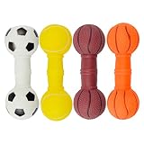 balacoo Squeakers 4pcs Pet Dog Chewing Toy Vinyl Barbell Chew Toy Squeaky Stick Interactive Pet Teet