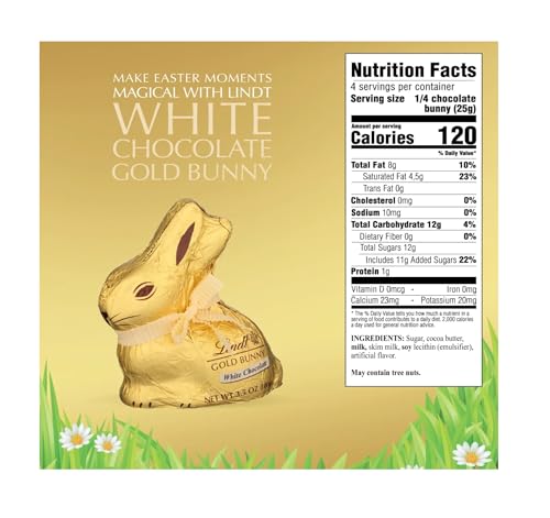 Lindt White Chocolate Bunny - Pack of 2 - Smiling Sweets - Delicious Treat that Goes Great in Easter Baskets - Perfect for the Whole Family - Gold Foil Wrapped Bunny - Thumbnail 4