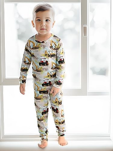 Image of Boys Girl BABY 2T-10Y Toddler Kids Girls Boys Soft Comfy Long Sleeve 2pcs Set Winter Clothing,Trucks,6-7 Years