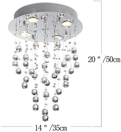 Bestier Modern Crystal Raindrop Chandelier Lighting Flush mount LED Ceiling Light Fixture Pendant Lamp for Dining Room Bathroom Bedroom Livingroom 4 GU10 LED Bulbs Required Diameter 35 cm Height 50 cm