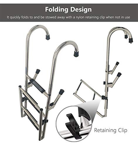 Escalera Marina Plegable de Acero Inoxidable con 4 Escalones miniatura 6
