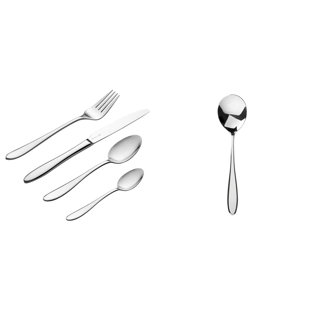 VinersTabac Cutlery Set | Elegant Mirror Polished Flatware Gift Box with 25 Year Guarantee | 18/0 Stainless Steel, 16 Piece & 0302.930 Soup Spoon