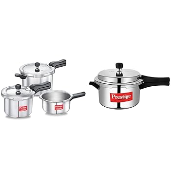 Prestige Svachh Aluminium 2+3+5 Litre Combo cooker with Induction Base + Prestige Popular Aluminium Pressure Cooker, 3 Litres, Silver
