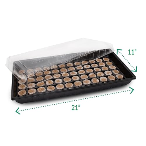 Image of Ferry Morse Jiffy Seed Starting Greenhouse Tray Kit with 72 36mm Peat Pellets and Bonus SUPERthrive Sample + Plant Markers, 2 Pack, 144 Pellets Total