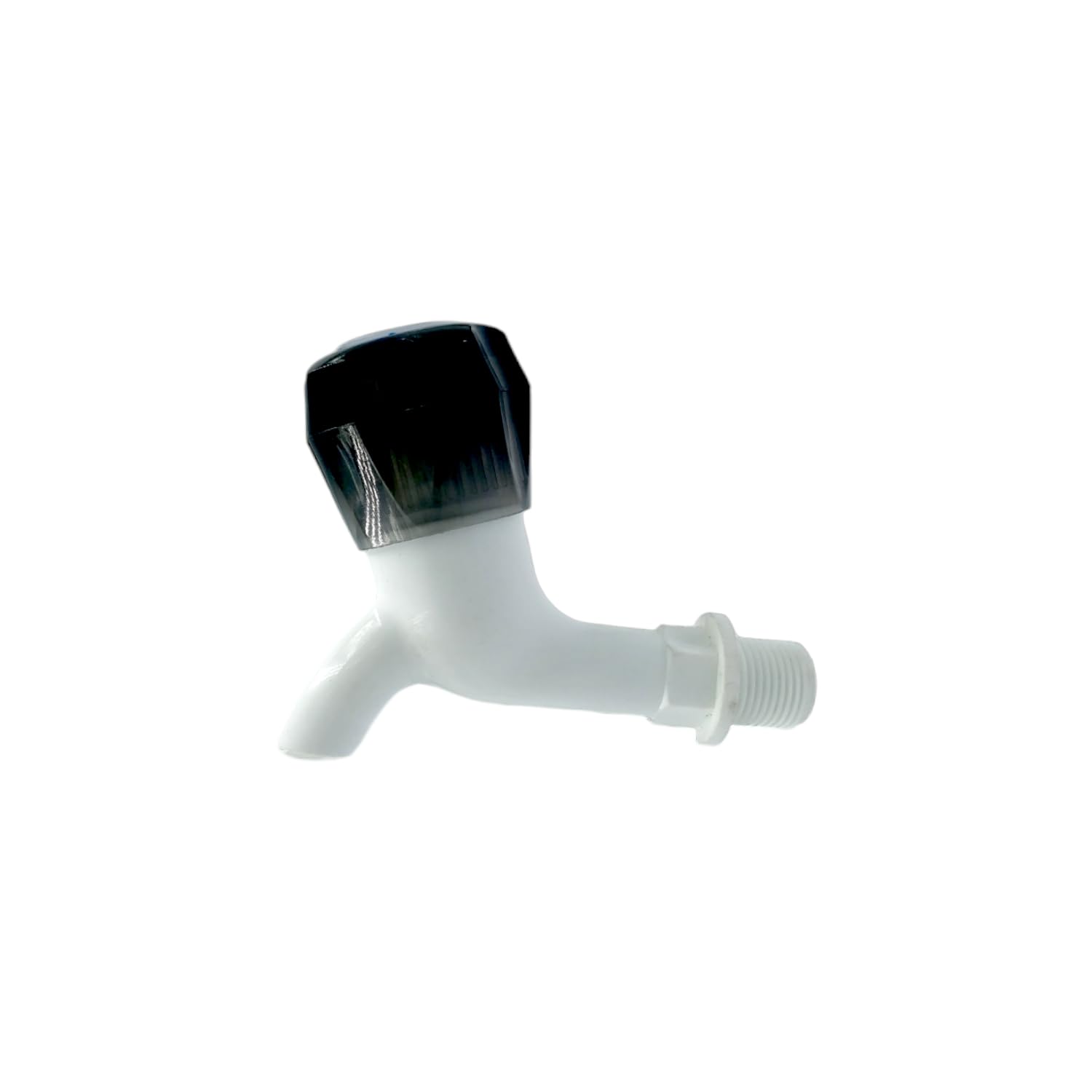 Turtletec Engineering Polymer Charcoal Elegant Design Easy to Instal Bib Cock Round Handle Tap (White & Charcoal)