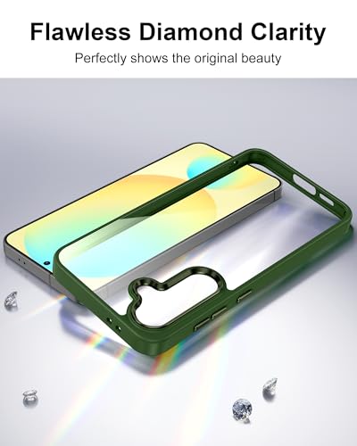 Image of HOOMIL Case for Samsung Galaxy S24 FE 6.7-Inch, Non-Yellowing, Drop Protection, Anti-Scratch Transparent Hard Back Phone Cover - Green