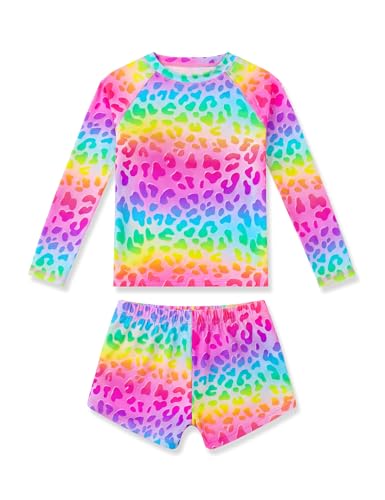 Image of Girls Rash Guard Swimsuit Two Piece Long Sleeve Bathing Suits