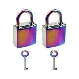 T Tulead Mini Padlocks Colorful Square Locks with Key Diary Pad-Lock 35x20mm Zinc Alloy Decorative Locks Pack of 2 for Diary, Mini Bag, Locker