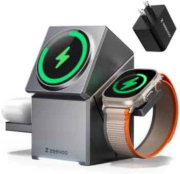 ZEEHOO 3 in 1 Charging Station for Apple, Mag-Safe for iPhone Cha...