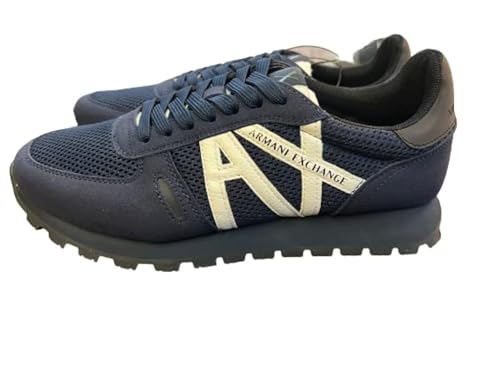 Armani Exchange 169 Male Openwork Side, Contrast Logo, Microsuede Inserts Sneaker Blue 42