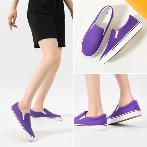 Image of Women's Canvas Slip On Sneakers Non Slip Loafers | low top non slip on walking breathable casual comfortable fashion tennis