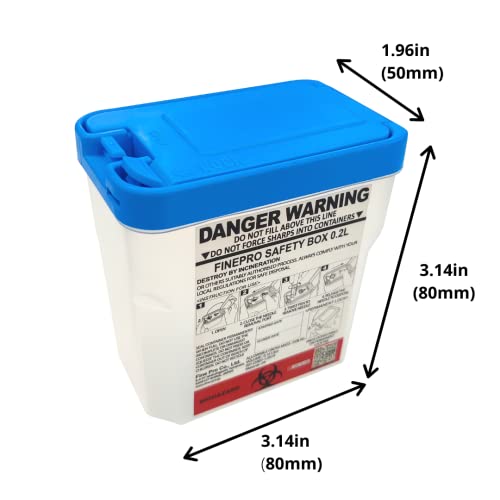 Finepro 0.2L Size Portable Pen-Needle Disposal Container Diabetes Care (0.2L, Blue+Clear, 1) #TOP2