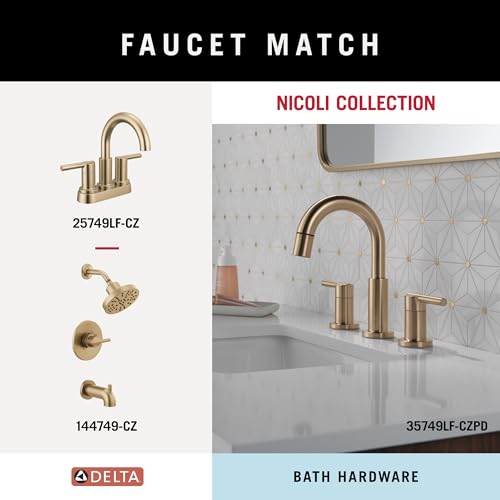 Image of Delta 4-Piece Champagne Bronze Bathroom Set Towel Rack, Ring, Toilet Paper Holder, Hook | Nicoli Bath Accessories