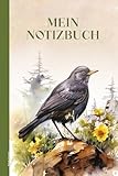 Notizbuch Amsel: Singvogel Motiv der Schwarzdrossel auf Buch für Notizen schönes Kohlamsel Vogelmotiv Notizheft A5 Dot Grid Geschenk für Vogel Liebhaberin zum Geburtstag Jubiläum oder Dankeschön