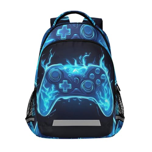 Mochila infantil para meninos e meninas, escola primária, mochila de viagem, Joystick azul, 11.6'L X 6.9'W X 16.7'H
