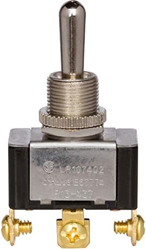 Morris Products Momentary Contact Toggle Switch – Heavy Duty, SPDT 3 Screw Terminals – (On)-Off-(On) – 1500V Dielectric Strength, 100,000 Mechanical Life Cycles – CURus Listed – 1.13” x .63” x .70”,70280