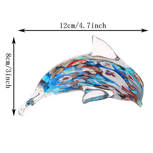 Quligeta Glass Dolphin Figurine Handmade Blown Sea Animal Sculpture Statue Paperweight Gift Collectible Home Desk Decoration Ornaments  thumb #1