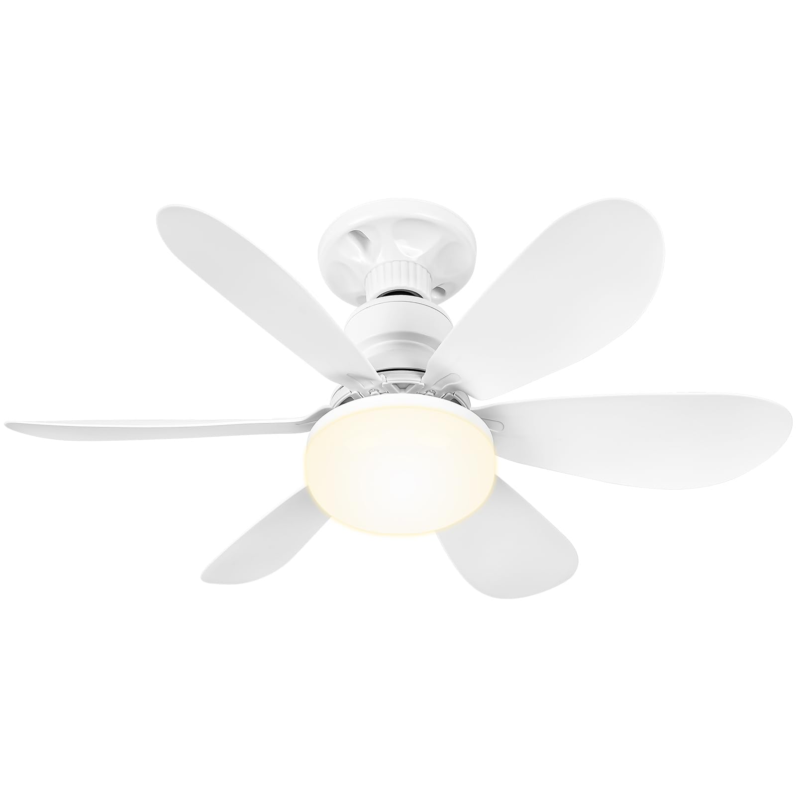 Ventilador Techo con Luz y Mando a Distancia, 52CM Lampara Ventilador Techo Pequeño con Ventiladores Silencioso, E27, Regulable en Colores y Velocidades Temporizador 6 Aspas