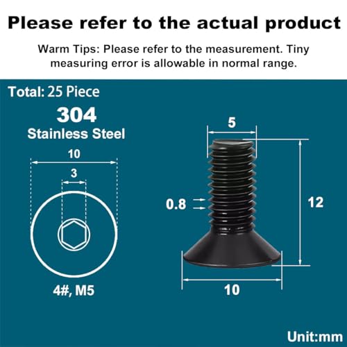 Drenky 25 Pcs Black Socket Screws - Image 2