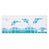 Case Star® Dolphin Series High Quality Silicone Keyboard Cover Skin with Sea Gull Spray for MacBook 13-Inch Unibody / Macbook Pro 13, 15, 17-Inch and Apple Wireless Keyboard (Dolphin-White&Turquoise Blue)
