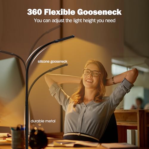 CUHIOY LED Desk Lamp with Clamp, Clip on Light for Office Desk 68cm Flexible Gooseneck Reading Lamp - Image 3