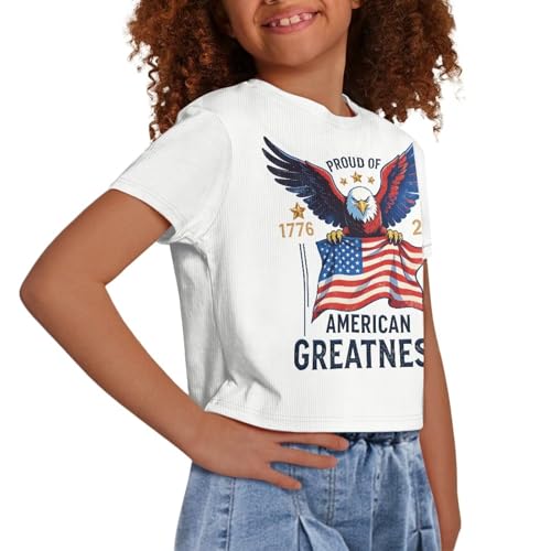 Image of Kids Crop Top Short Sleeve T-Shirts for Girls Size 5-14