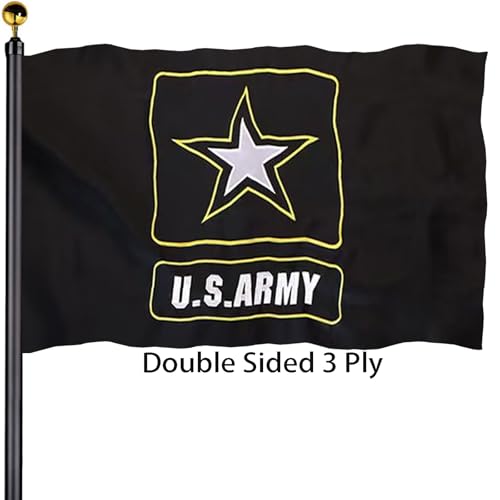 US Army Military Flags 3x5 Outdoor -Double Sided 3 Ply Heavy Duty United States Army Star Black Flags Banner for Outside with 2 Brass Grommets UV protection Fade Resistant for Indoor Outdoor