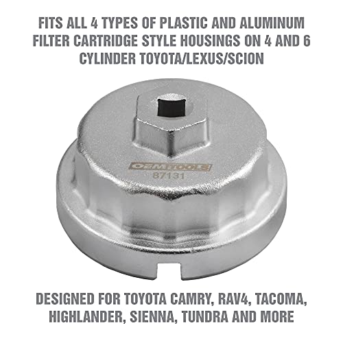 OEMTOOLS 87131 64.5 mm 14 Flute Oil Filter Wrench, Oil Filter Cap Wrench for 2.0 to 5.7L Engines, For Use with Toyota, Oil Cap Filter Wrench Prevents Slippage, Easy Cap Release