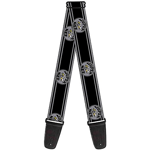 Buckle-Down Guitar Strap - Super Bee Logo/Stripes Black/Gray/Yellow/White - 2" Wide - 29-54" Length #TOP29