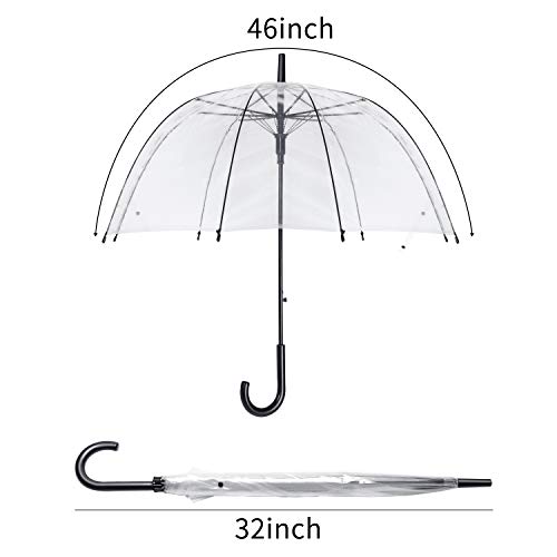 R.HORSE 6 Pcs 46 Inch Clear Bubble Umbrella J Handle Automatic Open Umbrellas Large Transparent Windproof Waterproof… - Image 3