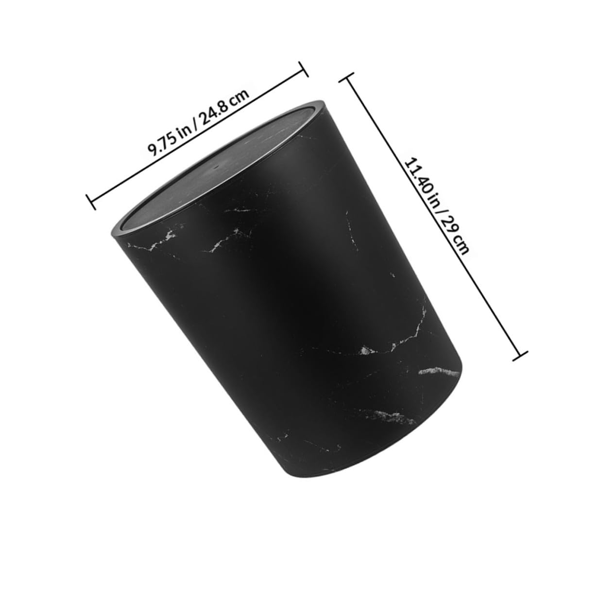 Milisten Large Capacity Marble Pattern Trash Can with Lid, Kitchen Garbage Bin, Swing-top Rubbish Pail for Home, Office, Bathroom Wastebasket