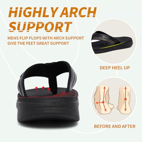 Image of Men's Flip Flops Sandal Casual Comfortable Outdoor Thong Sandals for Men Summer Beach Slides Lightweight Non-Slip Shoes with Soft Cushion Arch Support