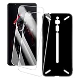 OAGELIM 2er Pack Bildschirm Schutzfolie + Hülle Kompatibel mit ZTE Nubia Red Magic Mars RNG (6 Zoll) Künstlerisch Bedruckte Hülle & Gehärtetes Glas Kratzfest (Schwarz)