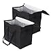 Lot de 2 sacs d'épicerie isolés, sacs réfrigérants réutilisables pliables pour livraison de nourriture et magasinage, légers, lavables, très résistants, se tiennent debout, 16x9x13 pouces (noir)
